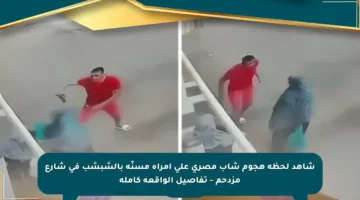 شاهد لحظة هجوم شاب مصري على امرأة مسنّة بالشبشب في شارع مزدحم – تفاصيل الواقعة كاملة
